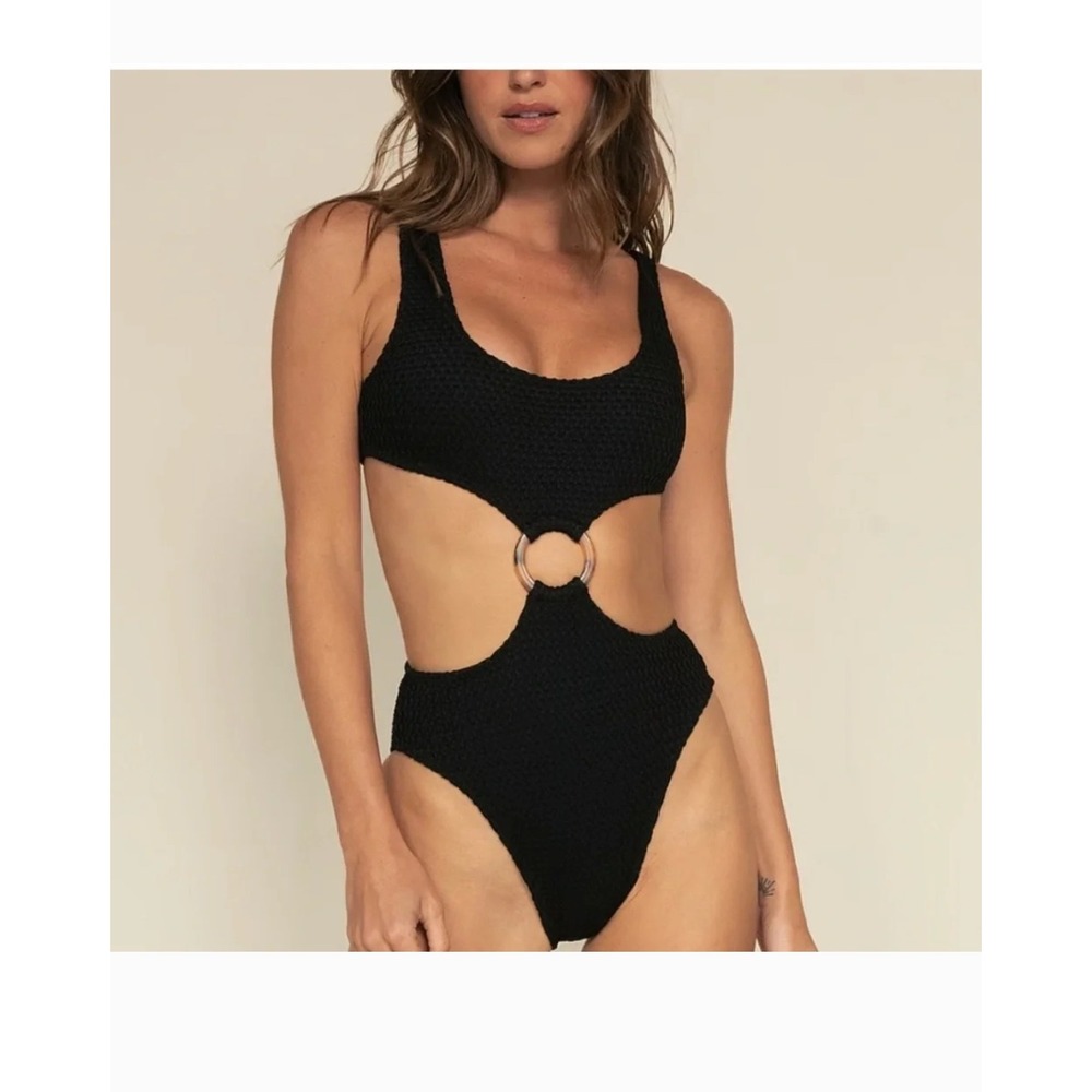 Montce Crochet Ky One Piece Swimsuit Women XS Black Resort Beach Vacation